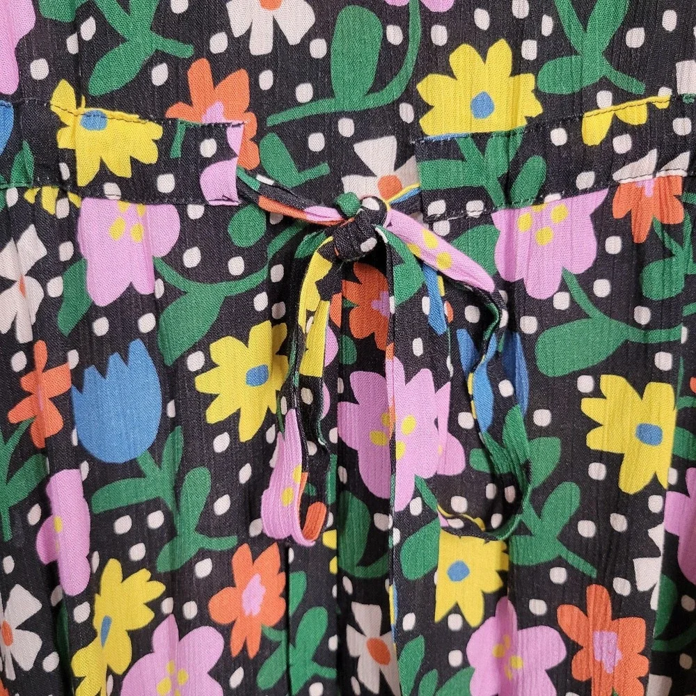 FRESHA LONDON Anita Dress‎ size Small black floral mini casual ruffle coquette